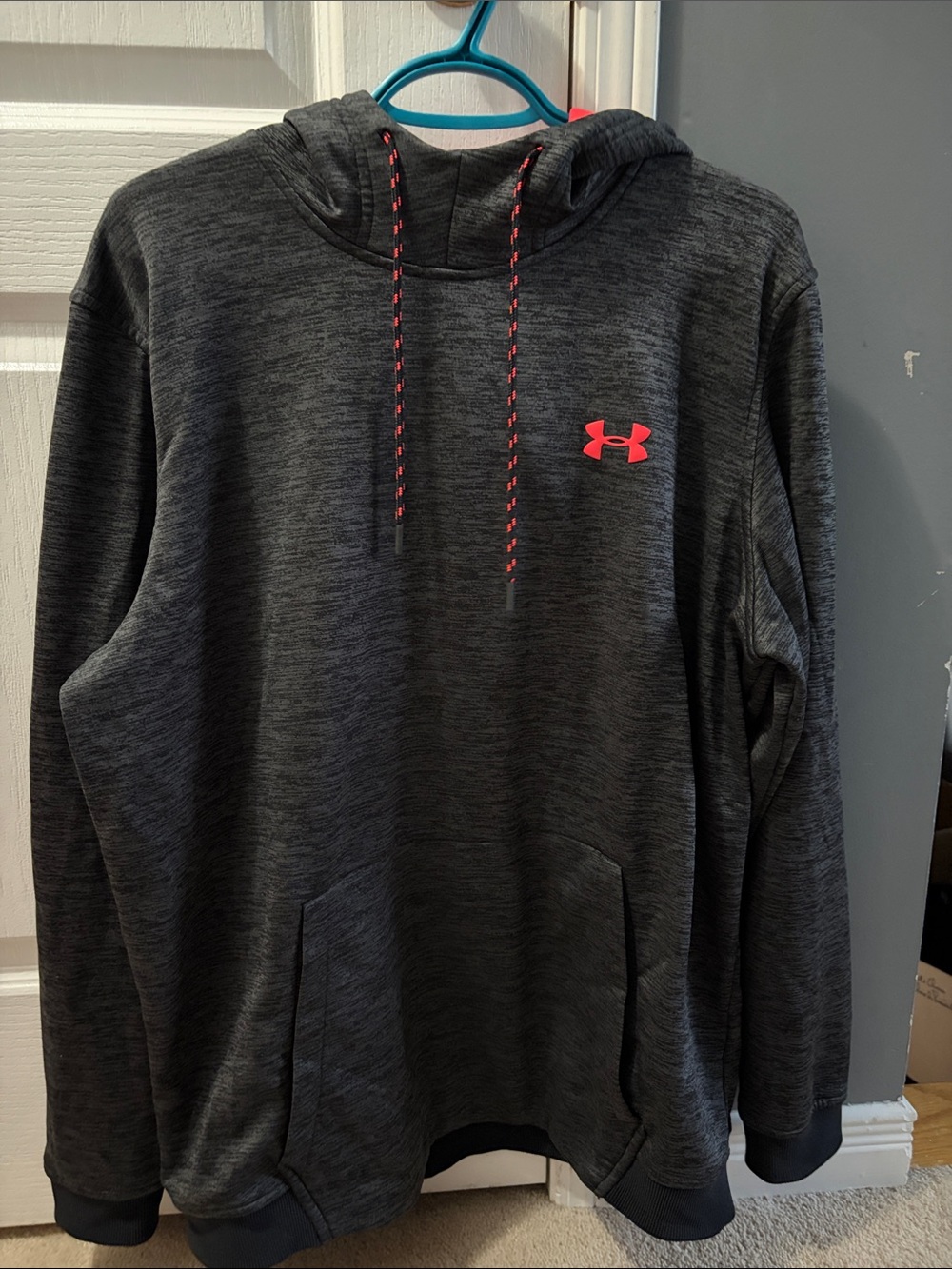 Under Armour Dark Gray Pullover Hoodie with Pink Logo